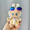 Labubu doll outfit featuring lemon shirt, green plush hat and round sunglasses - Lemon Beach Set / First And Second Generation Keychains Are Compatible With La Cloth Dolls. Dolls Not Included.