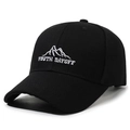 Black cotton baseball cap featuring white Youth Dayoff mountain embroidery - Black