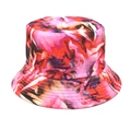 Close-up of colorful tie-dye bucket hat with reinforced stitching and abstract ink patterns - M (56-58cm) / Blue Red Black Fluid Oil Painting Style (6#)