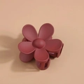 Matte finish dusty rose flower hair claw clip with minimalist five-petal floral design - Burgundy