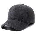 Casquette de baseball en laine gris foncé pour homme avec badge métallique et lettre F - Gris Avec Logo F