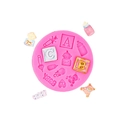 Stampo in silicone rosa a tema neonato con lettere ABC e orsetti per decorazioni torte - Stile 3 Lettere BABY / Rosa