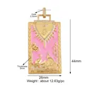 Golden tarot card pendant Gli Amanti in pink enamel with zircon copper finish - M070392-Pink