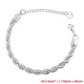 Detail eines 5,5mm Silber-Kordelarmbands mit Karabinerverschluss und 50mm Verlängerung - VL456 / 5.5mm / Weißgold