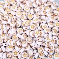 White flat round acrylic beads with golden stars, moons, and hearts for DIY jewelry - 4x7mm Gold Star Moon (100pcs)