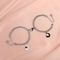 Bracciali per coppie catena cubana astronauta con cuore magnetico su seta rosa - Catena Cubana Cuore Magnetico Bianco Nero Astronauta (Coppia)