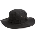 Tactical black sun bucket hat with wide brim and breathable metal eyelets - Black