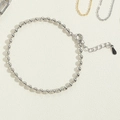 Close-up of silver beaded bracelet with adjustable extension chain and lobster clasp - Ball Chain / Silver