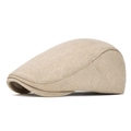 Gestreifte Schirmmütze in hellem Khaki mit Twill-Struktur für einen Vintage-Winterstil - Beige mit Rückenschnalle