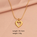 Golden heart pendant necklace with wing texture on snake chain, length 45+5cm - Gold Small Heart Style (LT064MP696)
