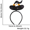 Halloween LED headpiece featuring a sequined witch hat and ghost with dimensions - Black Witch Hat