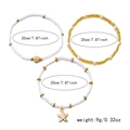 Detailed view of bohemian starfish and shell beaded anklets with 20cm size measurement - Starfish Gold Anklet