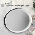 Minimalist large circular stainless steel tray in brushed silver finish for jewelry - Silver / 28*28cm