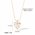 18k vergoldete Herz-Anhänger-Halskette mit bunten Zirkonsteinen und Abmessungen - Bunter Zirkon Herz Stil (TN3104)