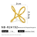 Minimalistischer geometrischer Edelstahlring in Gold, wasserdicht und allergikerfreundlich - Einstellbar Offen / Goldgeometrischer Kreuzstil (NB-R24192)