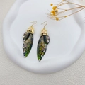 Orecchini a ali di farfalla in resina verde con ganci dorati e paillettes scintillanti - Vintage Verde Strass-Oro