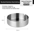 Extra grote 14 cm zilveren roestvrijstalen asbak met geborstelde metalen afwerking - 14cm / Zilver