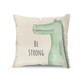 Linen pillowcase with cute green cartoon crocodile and BE STRONG text for home decor - Crocodile / 45*45cm Without Core