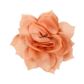 Close-up of 8cm layered lotus fabric flower in coral pink for DIY hair accessories - Ivory