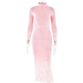 Dettaglio del tessuto a costine rosa e della texture a righe trasparenti di questo vestito - S / Rosa