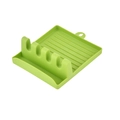Repose-ustensiles en silicone vert herbe avec 4 fentes et tapis pour couvercles - Vert