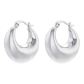 Close-up of chunky silver hoop earrings with a mirror-polished finish and lever-back clasp - Chunky Hoop / VE1106 White Gold