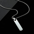 Close-up of a silver stainless steel rectangular pendant on a braided chain necklace - With 60cm Chain / 5.0mm Thickness / Steel