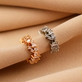 Elegant gold and silver cuff earrings featuring sparkling cubic zirconia on fabric - Round and Square Zircon Ear Clip Set (2 Pieces)