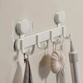 Support à 4 ventouses blanc crème pour salle de bain et entrée sans perçage - 4 Crochets / Crème