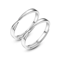 Polished silver-plated open couple rings featuring a minimalist intertwined knot design - Ql015 / Male Style