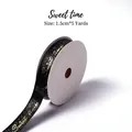 1.5cm black satin ribbon with gold Sweet time foil print for gift wrapping, 5 yards long - Sweet time (1.5cm*5 Yards) / Black