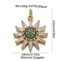 Golden flower pendant with white and green zircons, 23mm height copper jewelry accessory - CX167-6 (Emerald Sun Gold Pendant)