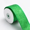 Sparkling green glitter Christmas ribbon roll with reinforced edges for gift wrapping - Green Glitter Fabric / 4cm Wide * 9m Long