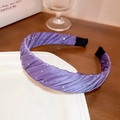 Cerchietto in raso plissettato viola con strass brillanti per un look elegante e imbottito - 31# Cerchietto-Viola-Semplice