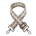 Tracolla larga bohémien regolabile con trama geometrica etnica e ganci in metallo - Rombo Beige + Fibbia Canna di Fucile