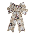 Fiocco natalizio rustico con fiocchi di neve e alci in iuta per decorazioni festive - Pupazzo di Neve (5785799833849) / 21cm*32cm