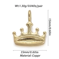 Detail view of 15mm gold crown pendant with copper material and weight specifications - Gold Crown (YSN012-05)