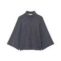 Women's dark grey knit sweater with high neck and wide sleeves on a white background - S / Gray