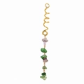Golden spiral hair ring with green and lavender natural stone pendants for dreadlocks - Green 1# Long