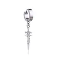 Silver punk sword pendant hoop earring in polished stainless steel for a gothic look - Sword / Earring (Pierced) / Steel