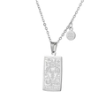 Detail of silver stainless steel Aquarius tarot pendant necklace with zodiac engraving - Aquarius - Silver (ZJ3815)