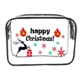 Transparent PVC Christmas makeup bag with reindeer print and black trim zipper - 054-Merry Christmas Color Snowflake