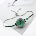 Damen Quarzuhr in Silber mit grünem Zifferblatt und verstellbarem Strass-Armband - Silber Grün