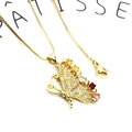 Micro-set zircon butterfly pendant necklace with colorful gemstones on a gold box chain - Butterfly Necklace Set (Style 1)