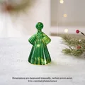 Luminous green glass angel Christmas tree ornament with LED light, 13cm height decor - Green Christmas Angel