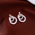Silver vintage intertwined hoop earrings with zircon pavé on a dark silk fabric background - Style 81# S925 Silver Pin Silver Woven Hoop Earrings