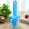 Blue silicone basting brush with clear container for barbecue baking and cooking - Silicone Blue