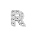 Sparkling silver-tone letter R charm pendant encrusted with clear cubic zirconia - Letter R - Steel Color