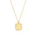 Pendente quadrato dorato ondulato su collana di perle barocche in argento S925 - Oro #2 Texture Quadrata