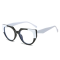 Stylish black and white cat eye glasses frame made of TR90 with blue light blocking lenses - Black and White Frame